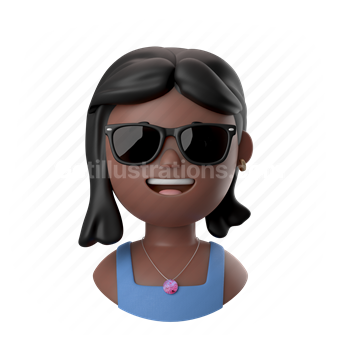 woman, female, person, people, african, sunglasses, glasses, necklace, earring