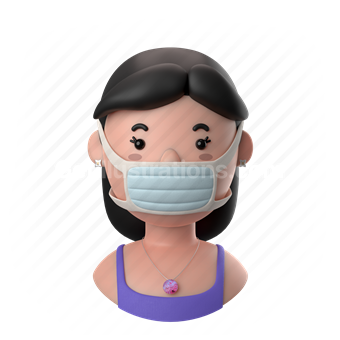 woman, female, person, people, earrings, face mask, mask, necklace, medium hair