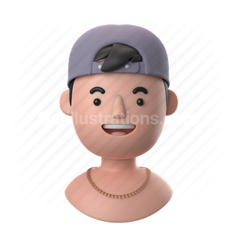 man, male, people, person, baseball cap, necklace, shirtless