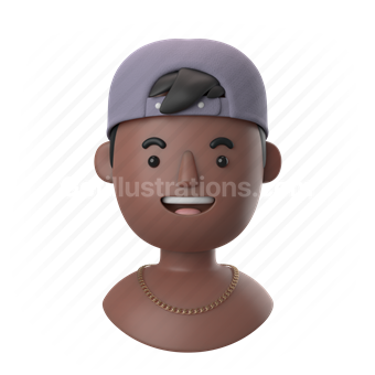 man, male, people, person, dark, african, cap, shirtless, necklace