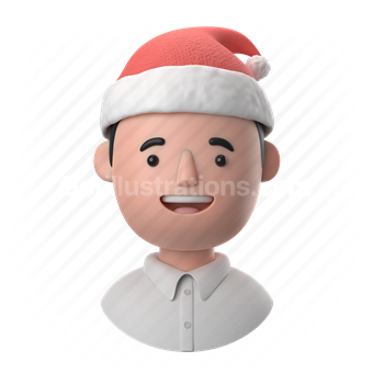 man, male, people, person, santa, hat, shirt, christmas
