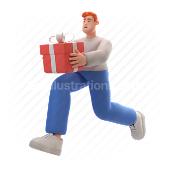 gift, present, delivery, box, package, order, shopping, man, male, person