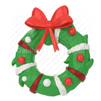 wreath, christmas, season, winter, door, bow, tradition, x-mas