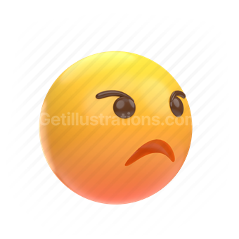 emoticon, emoji, sticker, face, angry, annoyed, right