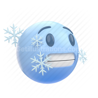 emoticon, emoji, sticker, face, cold, ice, winter, frozen, right