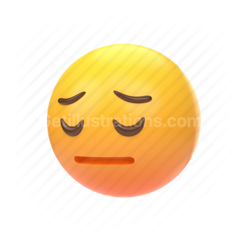 emoticon, emoji, sticker, face, disappointed, sad, left