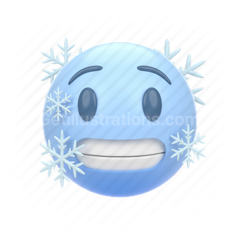 emoticon, emoji, sticker, face, ice, cold, winter, frozen, center