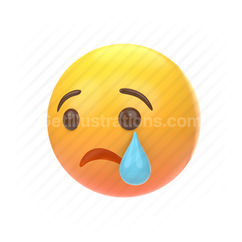 emoticon, emoji, sticker, face, sad, unhappy, cry, left