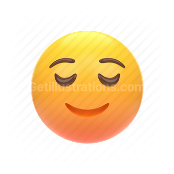 emoticon, emoji, sticker, face, satisfied, happy, smile, center
