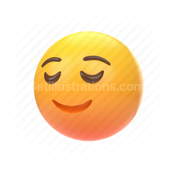 emoticon, emoji, sticker, face, satisfied, happy, smile, left
