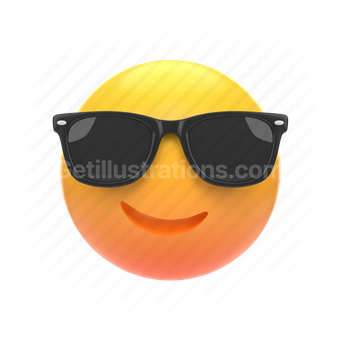 emoticon, emoji, sticker, face, sunglasses, cool, style, center