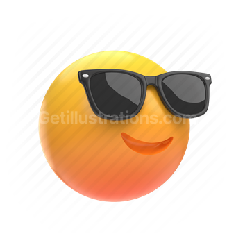 emoticon, emoji, sticker, face, sunglasses, cool, style, right