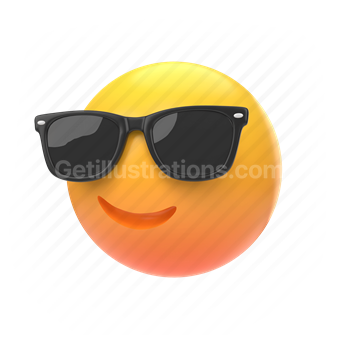 emoticon, emoji, sticker, face, sunglasses, style, cool, left
