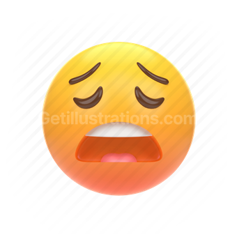 emoticon, emoji, sticker, face, unhappy, tired, center