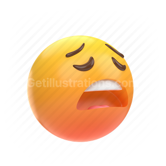 emoticon, emoji, sticker, face, unhappy, tired, right