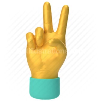 emoticon, emoji, sticker, gesture, peace, hand, yellow