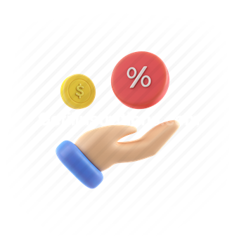 hand, gesture, coin, percentage, percent, currency, exchange, care
