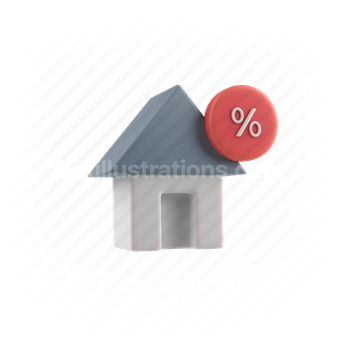 mortgage, percentage, percent, house, home, loan