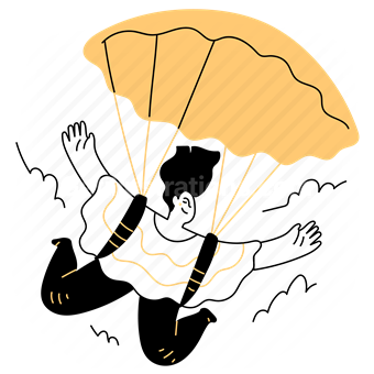 parachute, flying, woman, people, activity, transport, sky diving, sport
