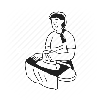 woman, seated, thinking, brainstorming, contemplation