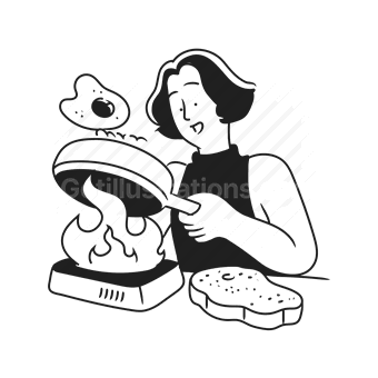 cooking, food preparation, kitchen, sandwich, Vector illustration