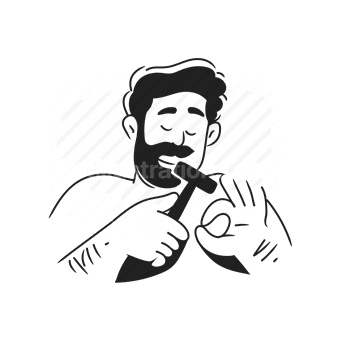beard, mustache, smoking, pipe smoking, Vector illustration