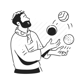 juggling, man, balls, skill, performance