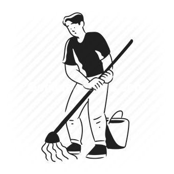 cleaner, janitor, cleaning, equipment