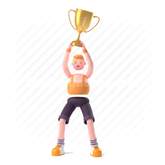 3d, people, person, character, trophy, award, win, man