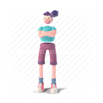woman, pixie, glitter, 3d, people, character, stand, arms crossed
