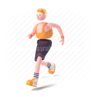 3d, people, person, athletic, athlete, man, run, running, jog, active, activity