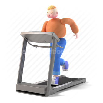 fitness, activity, treadmill, active, health, 3d, people, person, man
