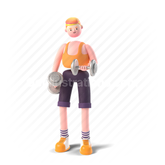 3d, people, person, character, gym, workout, man, fitness