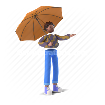 umbrella, 3d, people, person, forecast, climate, rain, raining, man