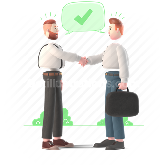 agreement, contract, agree, 3d, people, men, man, approve, complete, checkmark