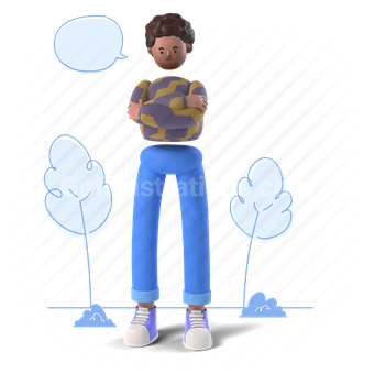 3d, people, man, talk, talking, chat, communication, outdoors, trees