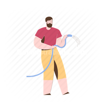 gardening, man, male, water hose