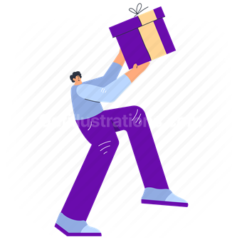 shopping, box, package, gift, present, person, people, commerce