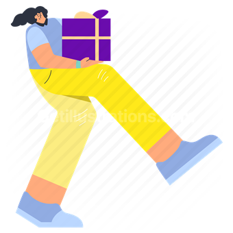 shopping, present, gift, box, package, person, people, commerce