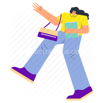 student, file, files, document, paper, page, handbag, bag, woman, people, person