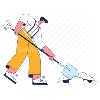 dig, tool, digging, shovel, man, search
