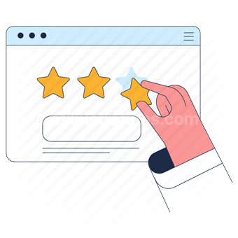 review, ratings, browser, website, webpage, hand gesture