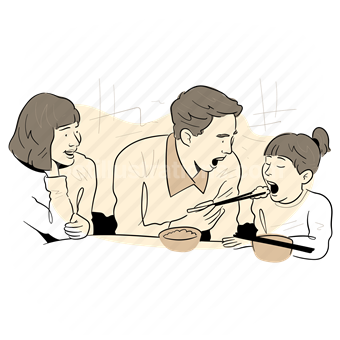 Family, Meal time, Togetherness, Vector illustration