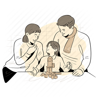 Family, Parenting, Education, Learning, Vector illustration