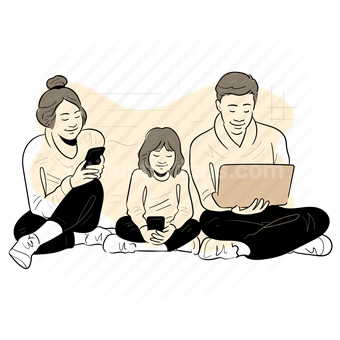 Family, Relationships, Social media, Vector illustration