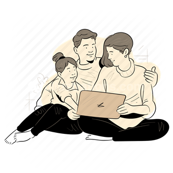 Family, Technology, Togetherness, Vector illustration