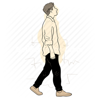 man, casual, walking, figure, outline, silhouette