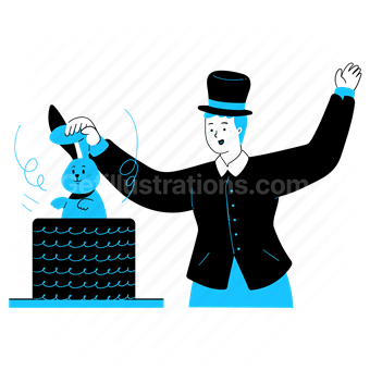magician, rabbit out of a hat, magic, trick, performance, presentation