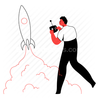 start up, launch, remote, rocket, remote control