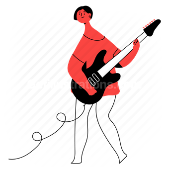 electric, guitar, instrument, musical, entertainment, hobby, activity, woman
